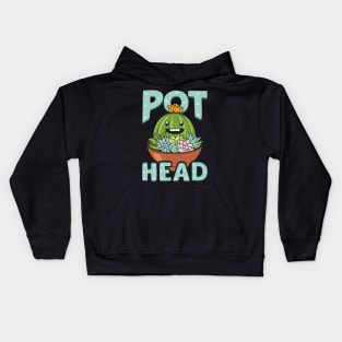 Cute & Funny Pot Head Plant Obsessed Gardening Pun Kids Hoodie